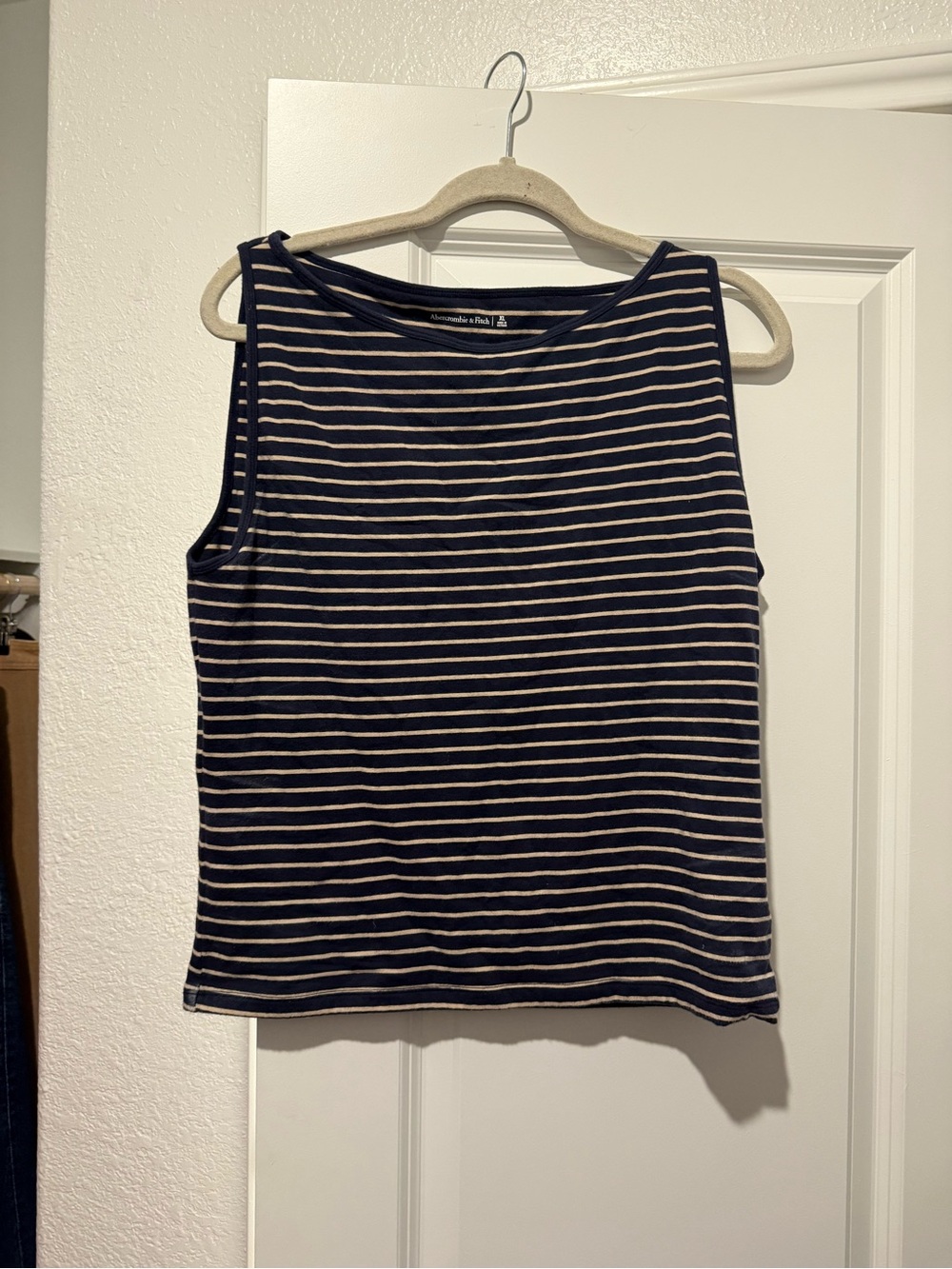 Abercrombie & Fitch Navy and cream  Striped boatneck Tank